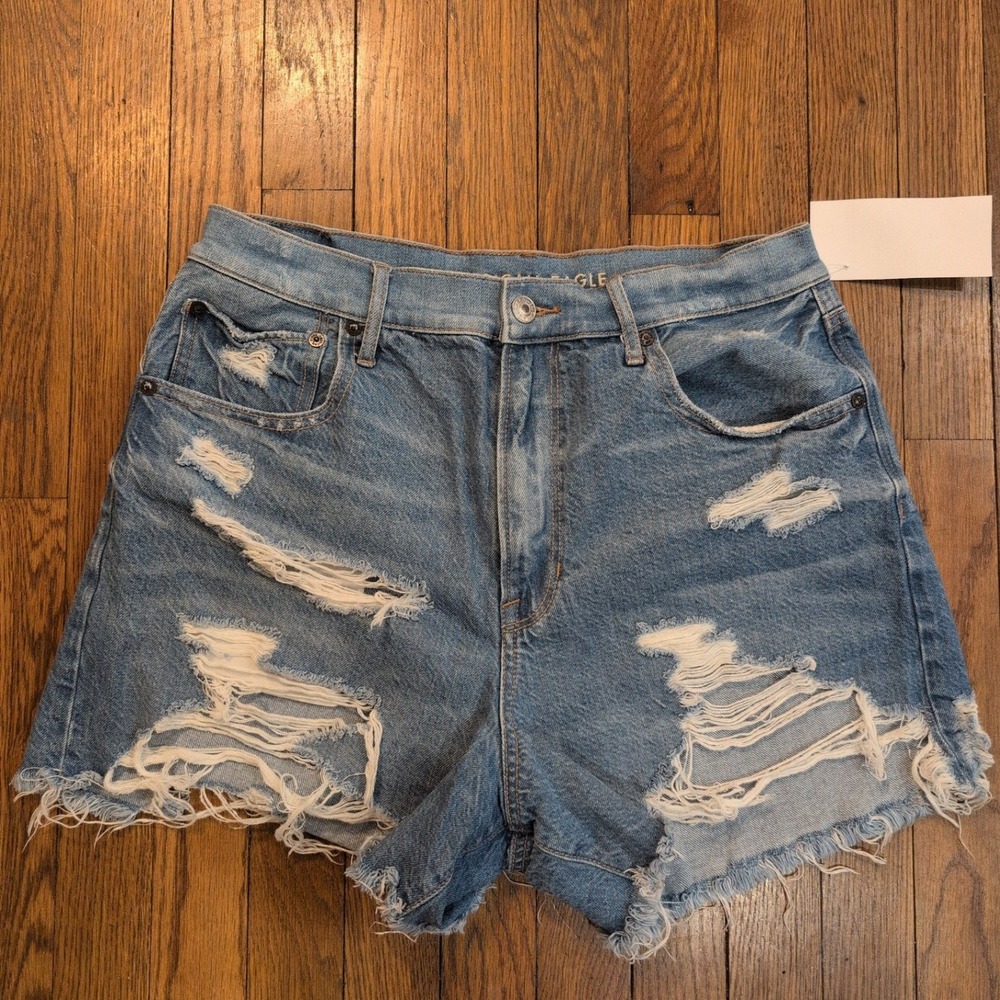 American Eagle 90s Boyfriend Highest Rise Distressed Cut-off Denim Shorts 12